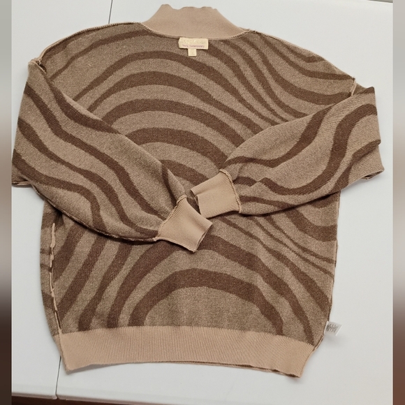 Sage & Oak Women's Turtleneck Sweater Zebra Print Sz M Pullover 3/4 Sleeves H-3 - Picture 4 of 9